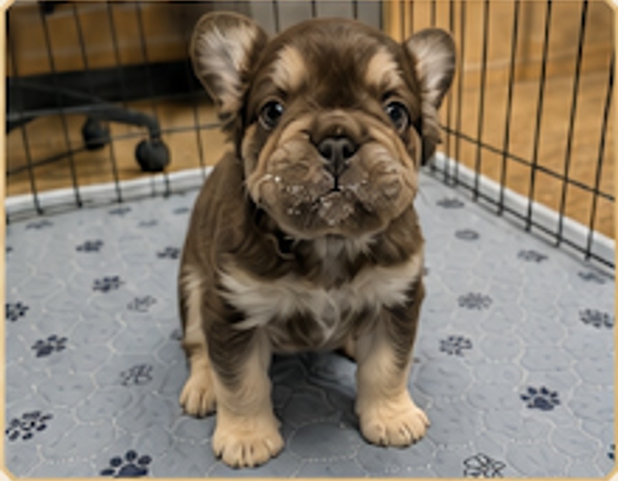 Relaxed French Bulldog puppy during an early experience