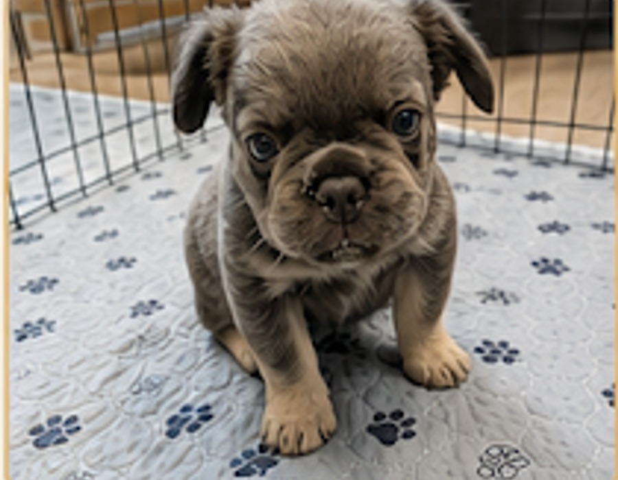 Curious French Bulldog puppy looking toward the camera